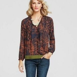 CAbi Border Wrap Snake Print Blouse